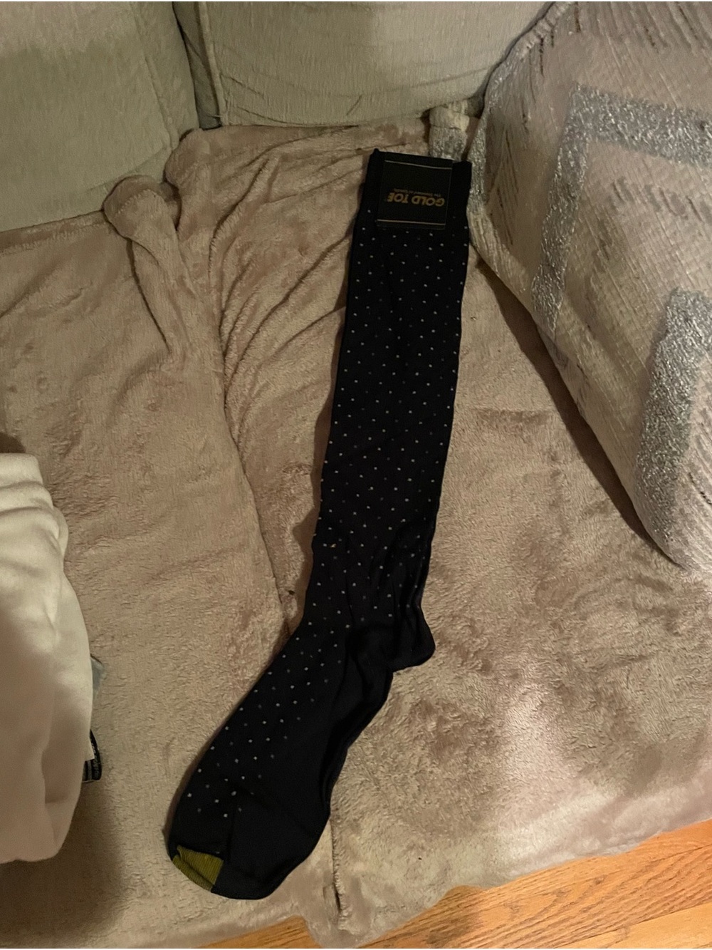 NWT vintage 90s Gold Toe Black and white polka dot Dress Socks